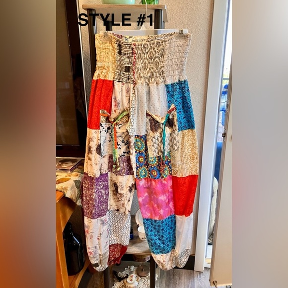 Boho Harem Cotton Patchwork Pants 3pair left - Picture 1 of 6